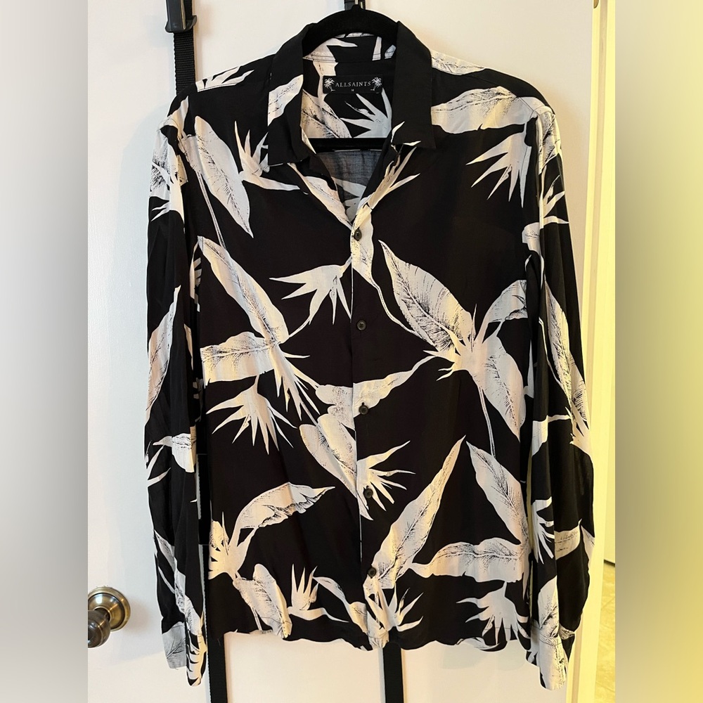 [NWOT] Allsaints Black/ White Printed Long Sleeve Shirt - size M